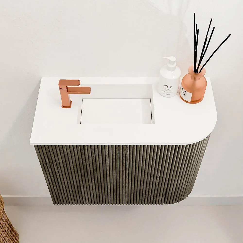 Mondiaz Joya 50cm toiletmeubel ronding rechts shadow met wastafel faye links 1 kraangat talc