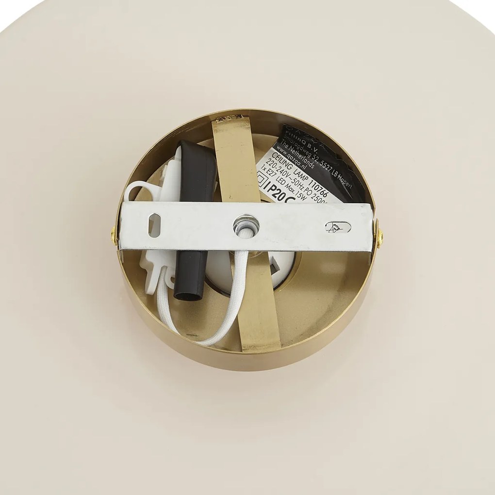 Retro plafondlamp brons met beige glas - Jina