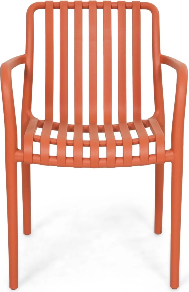 Tuinset Ronde Tuintafel 6 personen 160 cm Kunststof Oranje Domani Furniture Alba/Sand