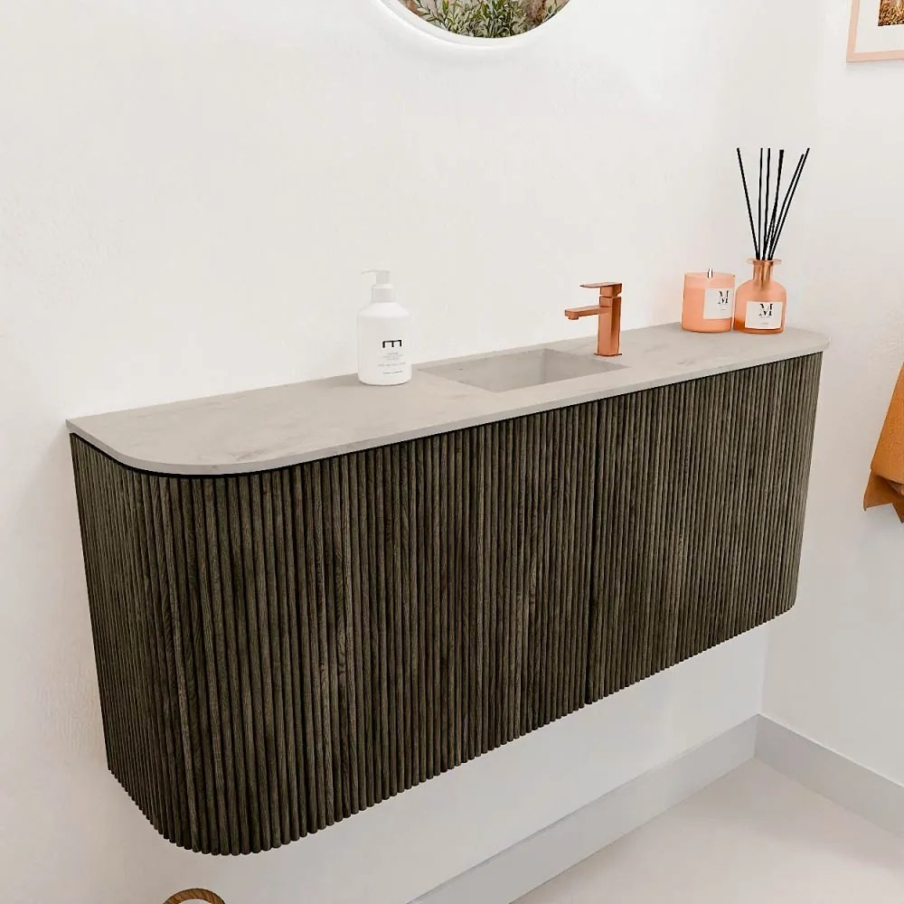 Mondiaz Joya DLux 105cm toiletmeubel ronding links/rechts shadow met wastafel faye midden 1 kraangat opalo