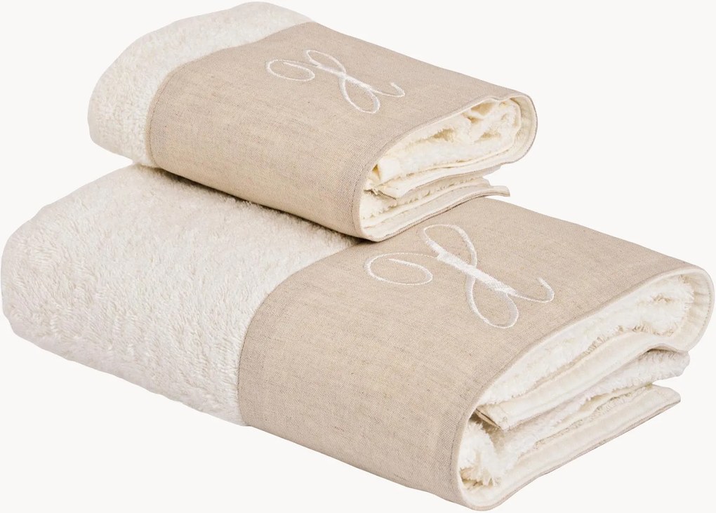 Katoenen handdoekenset Zahra, 2-delig, A-Z