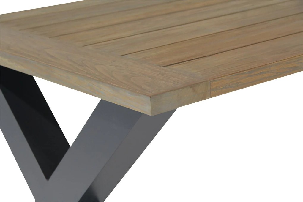 Dining Tuintafel rechthoekig 180 x 100 cm Teak Grijs Cardiff