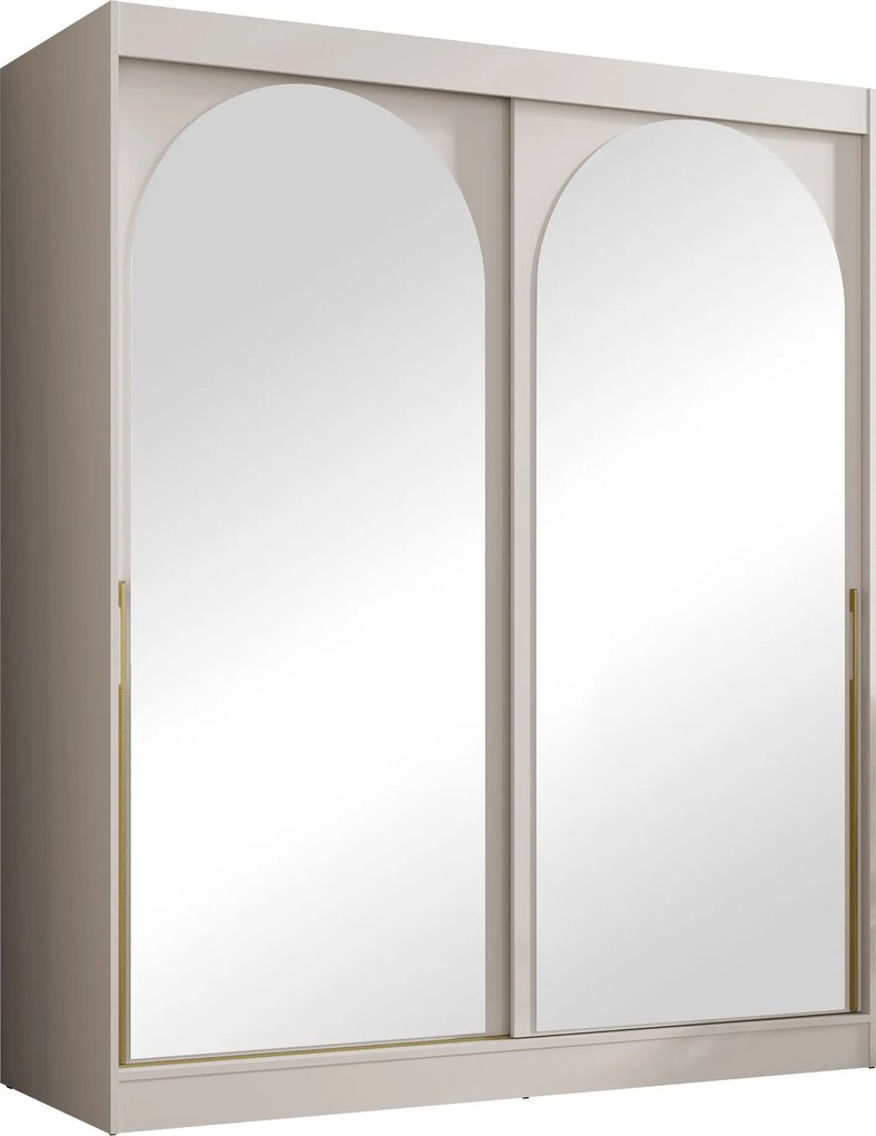 Kledingkast Toledo 132, Gouden, Kasjmier, 216x180x65cm, 171.5 kg, Kledingkast deuren: Schuivend