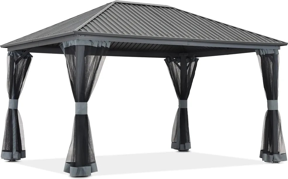 Metalen tuinhuisje Sardinia 3x6 met klamboe Garden Point antraciet