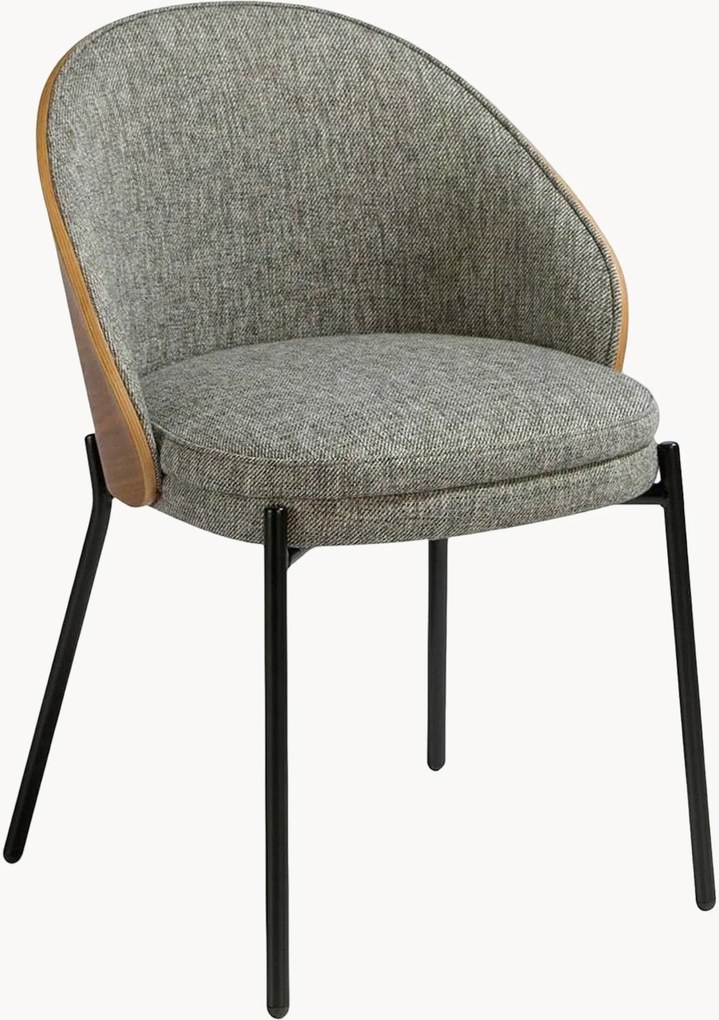 Gestoffeerde stoelen Luca met houten rugleuning, set van 2