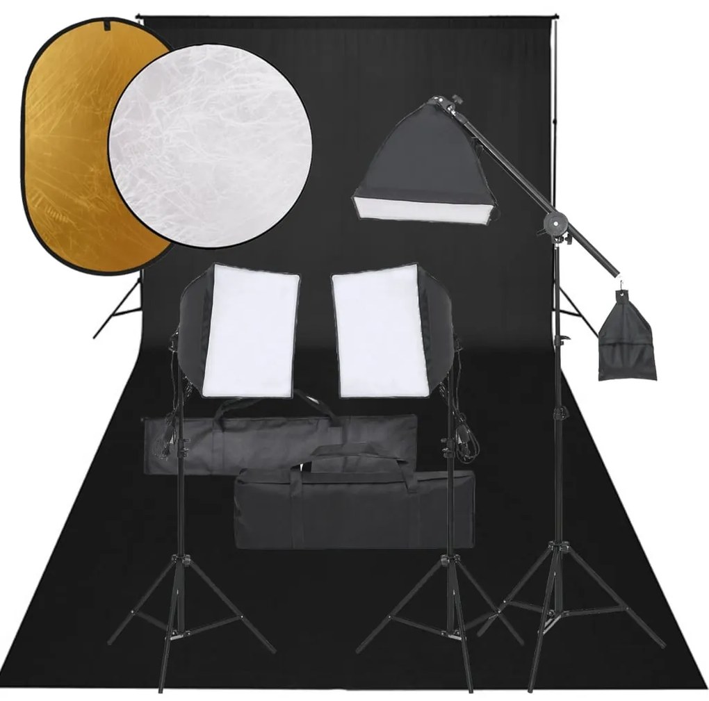 vidaXL Fotostudioset met verlichtingsset, achtergrond en reflector