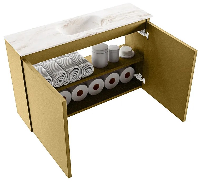 Mondiaz Ture DLux toiletmeubel 80cm oro met wastafel frappe midden met kraangat