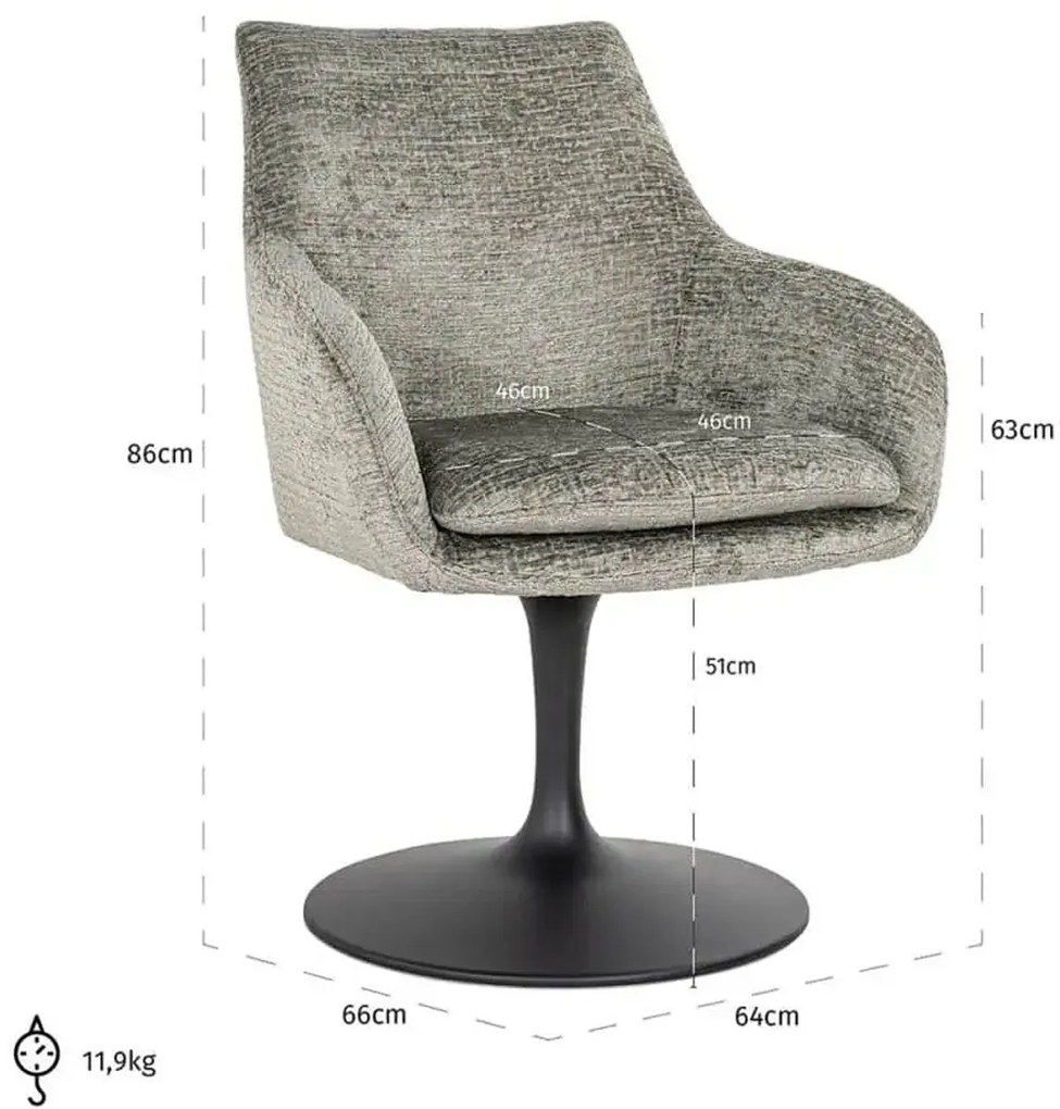 Richmond Interiors Marlon Eetkamerstoel Met Ronde Trompet Voet Groen Thyme Fusion