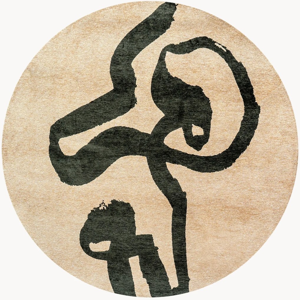 Wasbaar rond jacquard in- & outdoor vloerkleed lint