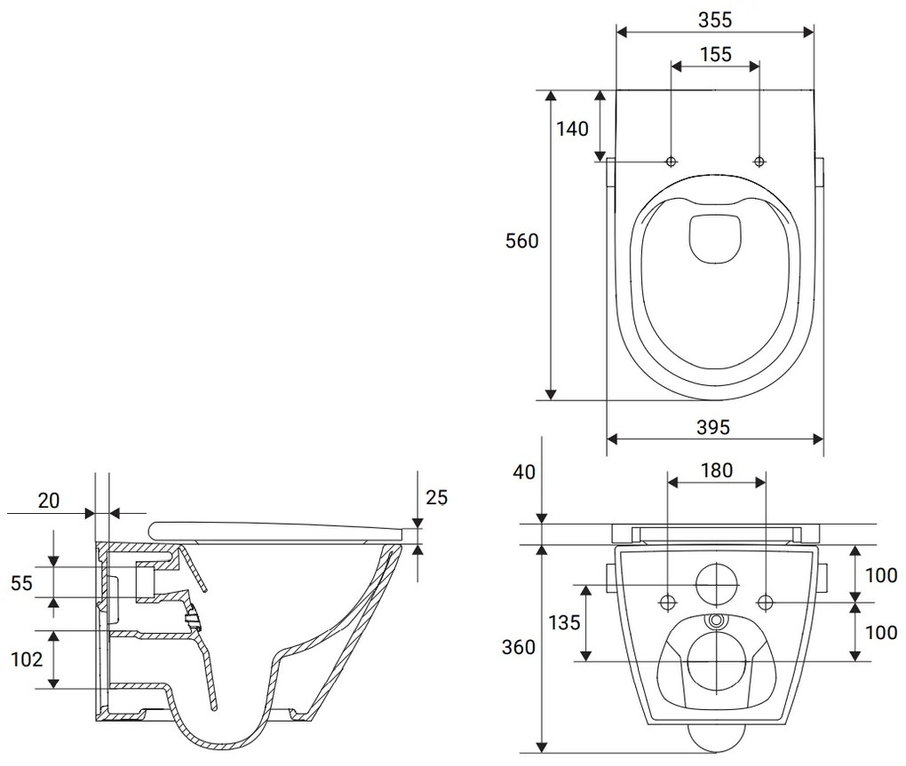 Plazan Genera Ultimate douche wc randloos met softclose zitting zwart