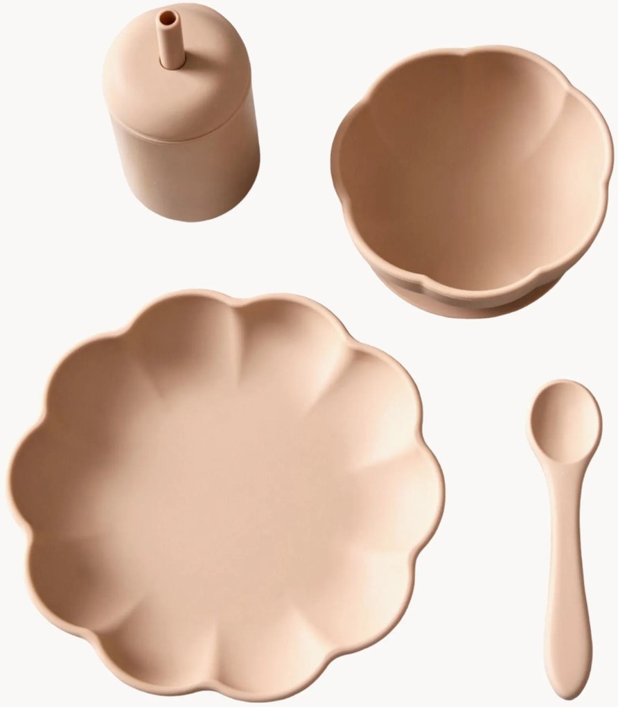 Kinderserviesset Little Poppy van silicone, 4-delig