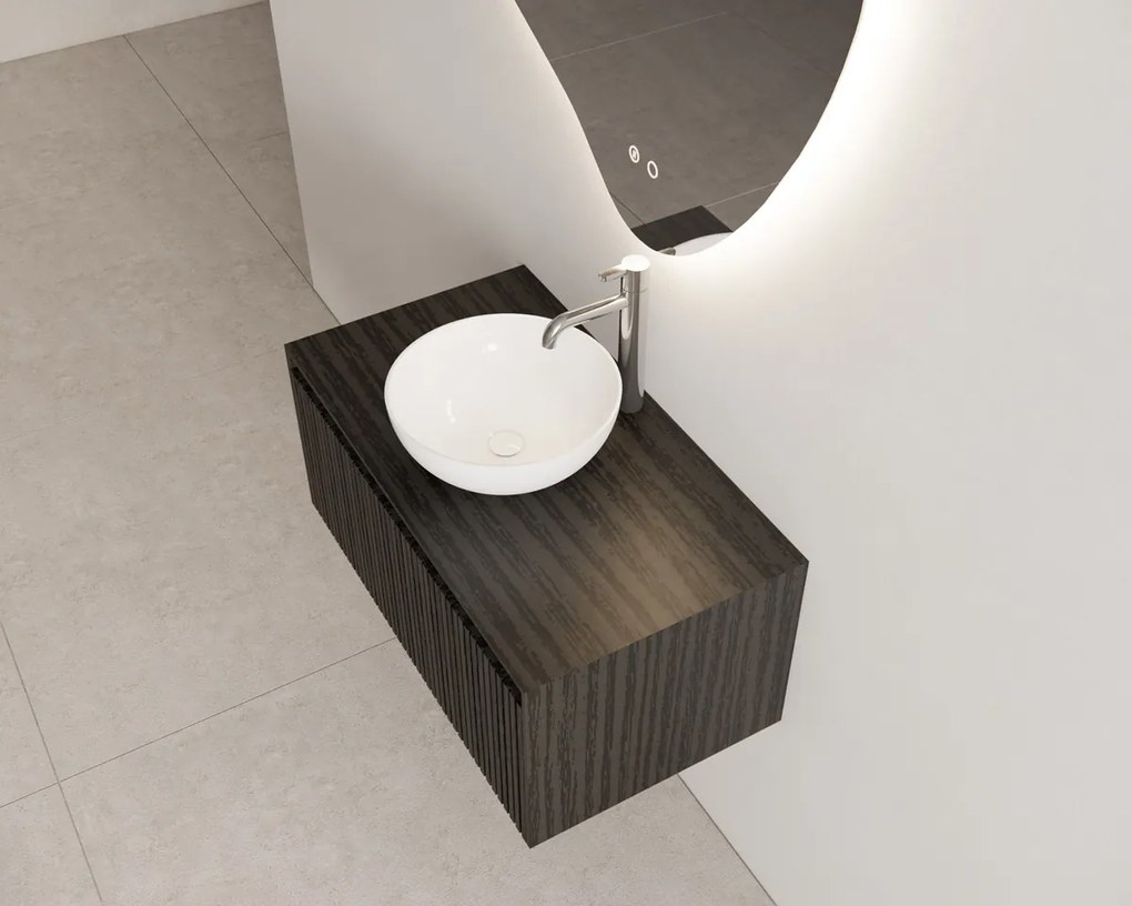 Gliss Design Timotheus badmeubel met ribbelfront 80cm black veneer