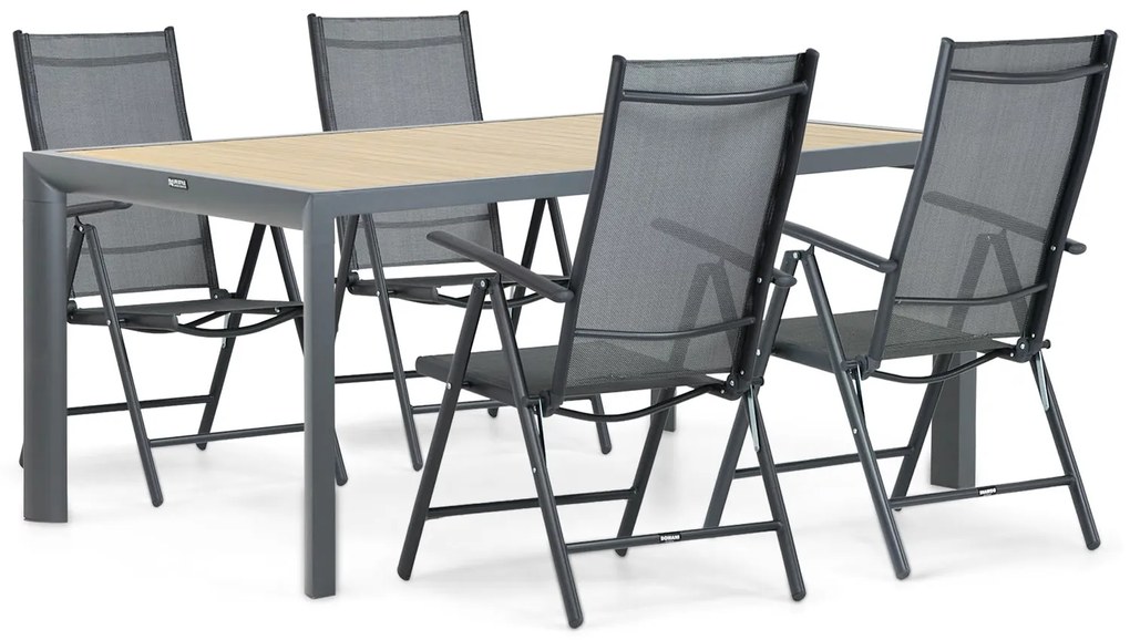 Tuinset 4 personen 180 cm Aluminium/textileen Grijs Domani Furniture Carino/Borello