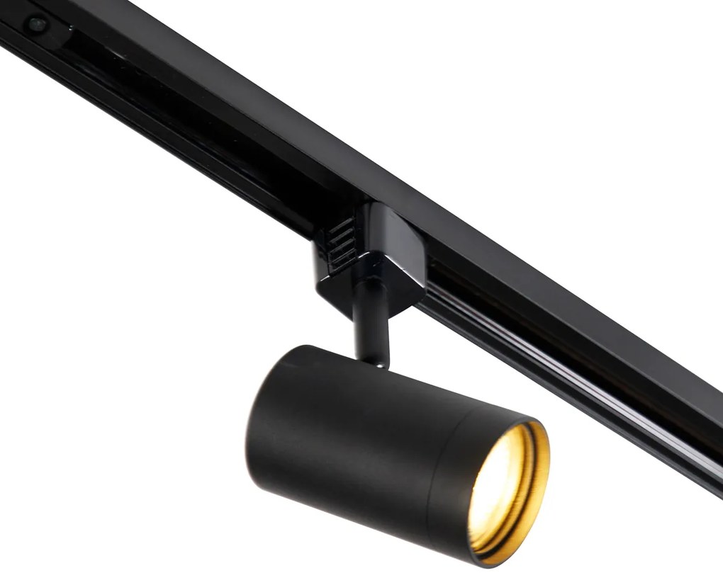 Modern railsysteem met 10 Spot / Opbouwspot / Plafondspots zwart 1-fase - Iconic Jeana Modern GU10 Binnenverlichting Lamp