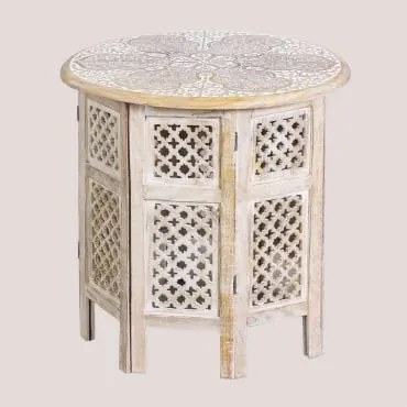 Opvouwbare Ronde Bijzettafel Ø55 Cm Van Kasira Mangohout B - Sklum