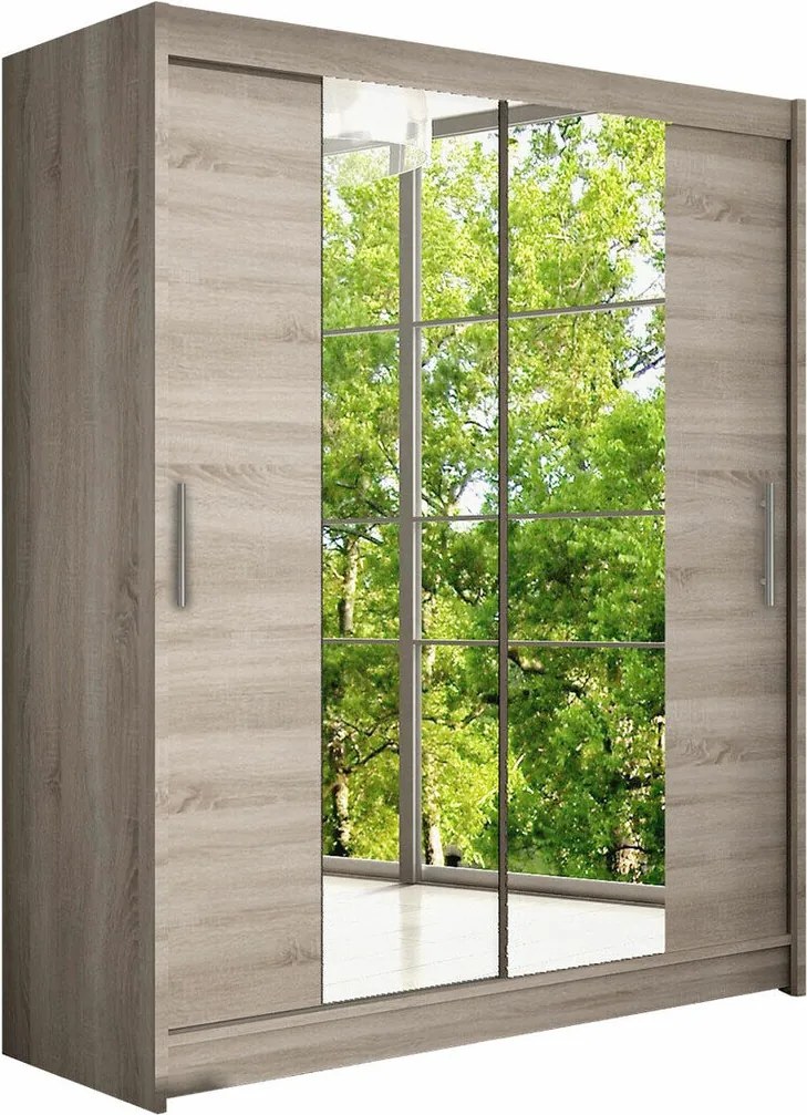 Kledingkast Closico Camera II, Truffel eiken, 200x150x58cm, 125 kg, Kledingkast deuren: Schuivend, Aantal planken: 5, Aantal planken: 5