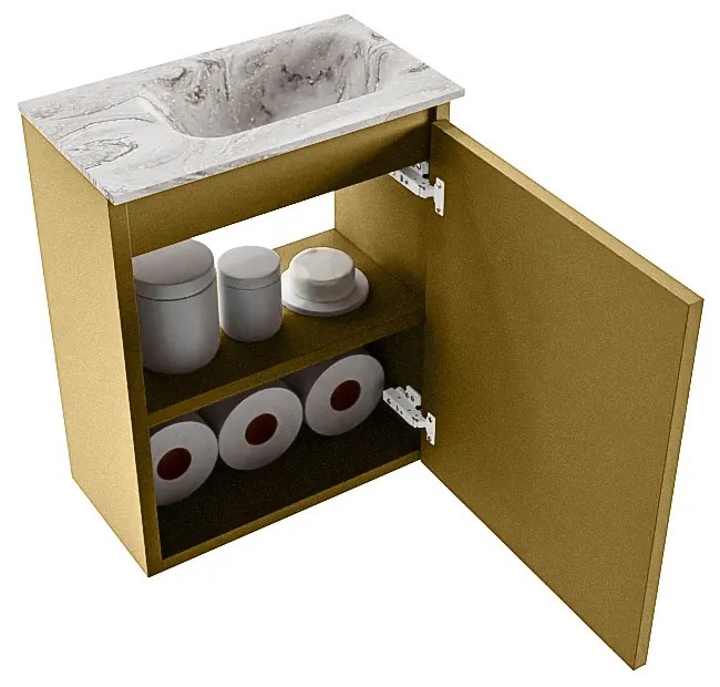 Mondiaz Ture DLux toiletmeubel 40cm oro met wastafel glace rechts met kraangat