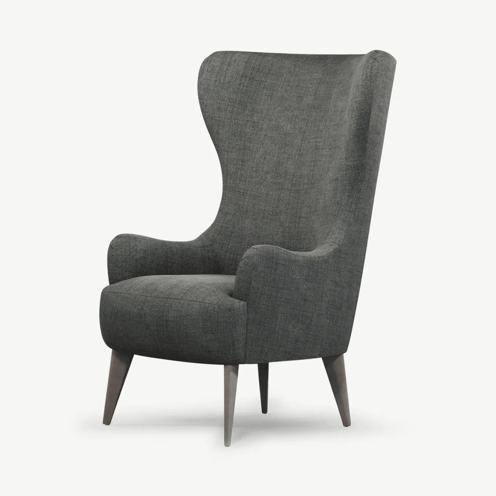 Custom MADE Bodil fauteuil, stijlvol grijs met lichte houten poten