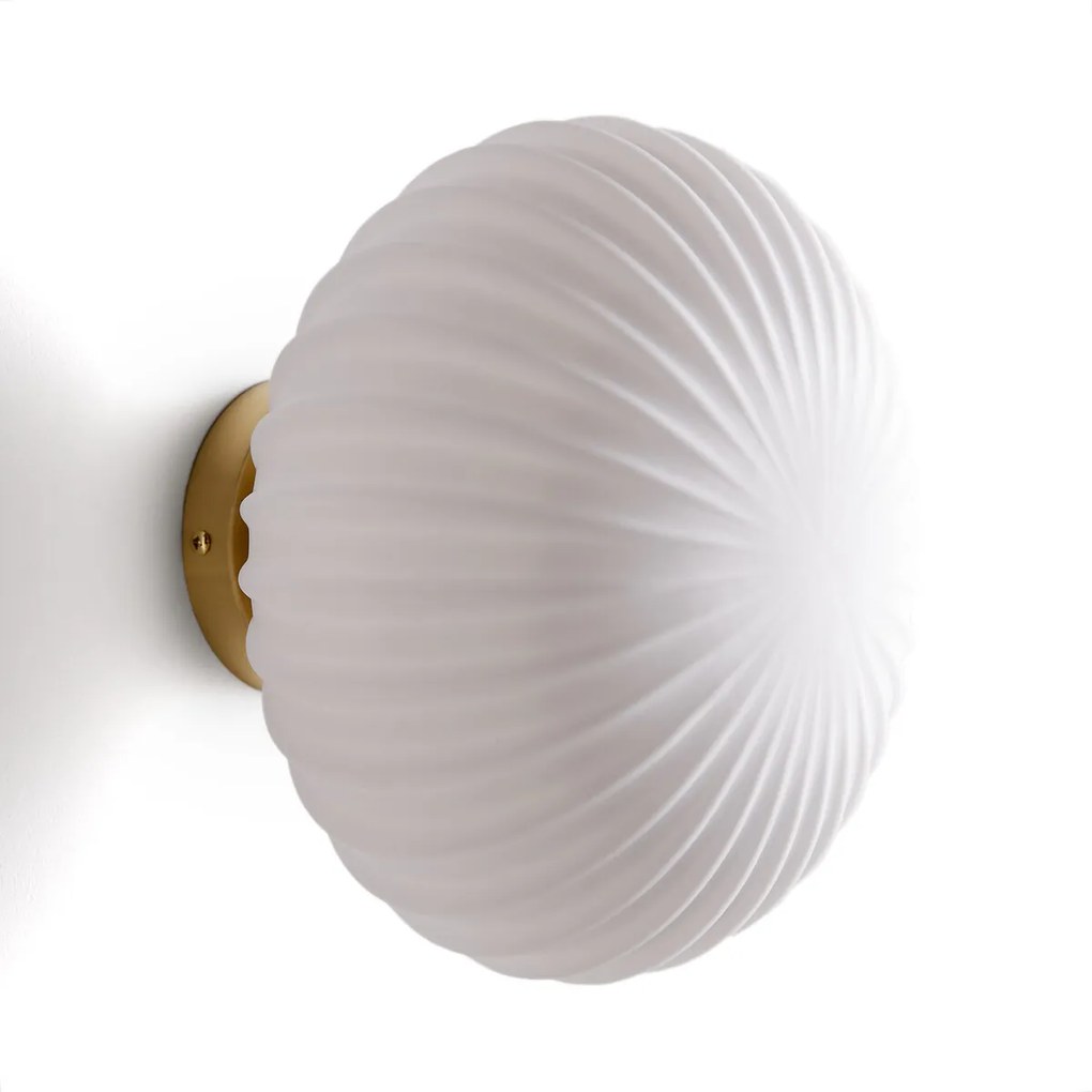 Plafondlamp of wandlamp, messing en opaline glas, AMIA