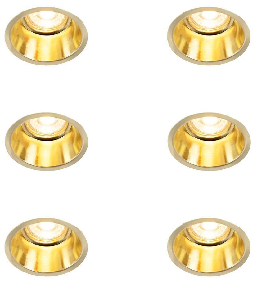 Set van 6 Moderne inbouwspot goud - Dept