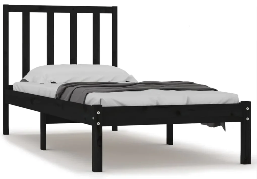 vidaXL Bedframe massief grenenhout zwart 90x190 cm 3FT Single