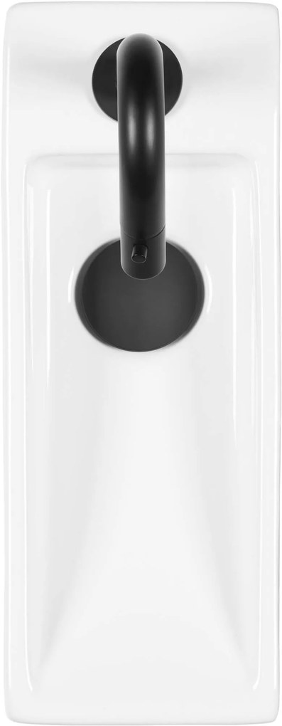 Saqu Wave fonteinset met mat zwarte kraan rechts glanzend wit keramiek