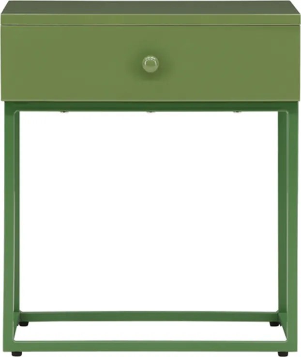 Metalen Nachtkastje Met Lade Groen - 41x41x50cm.