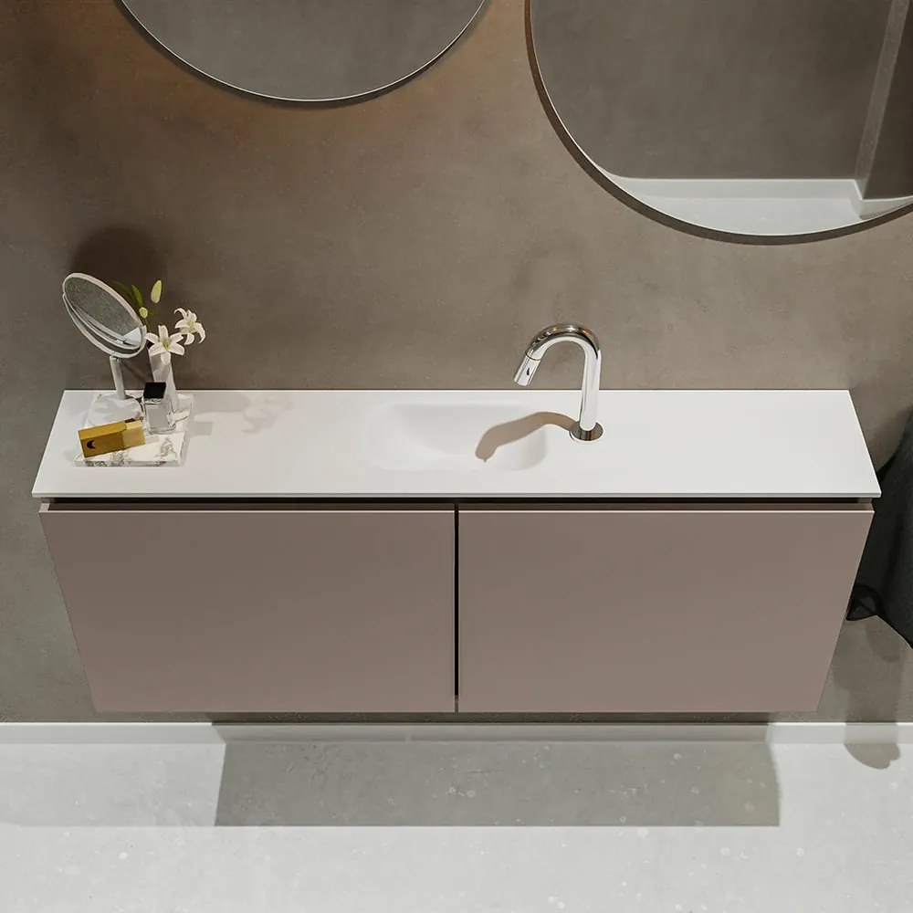 Mondiaz Ture 120cm toiletmeubel smoke met wastafel talc midden 1 kraangat