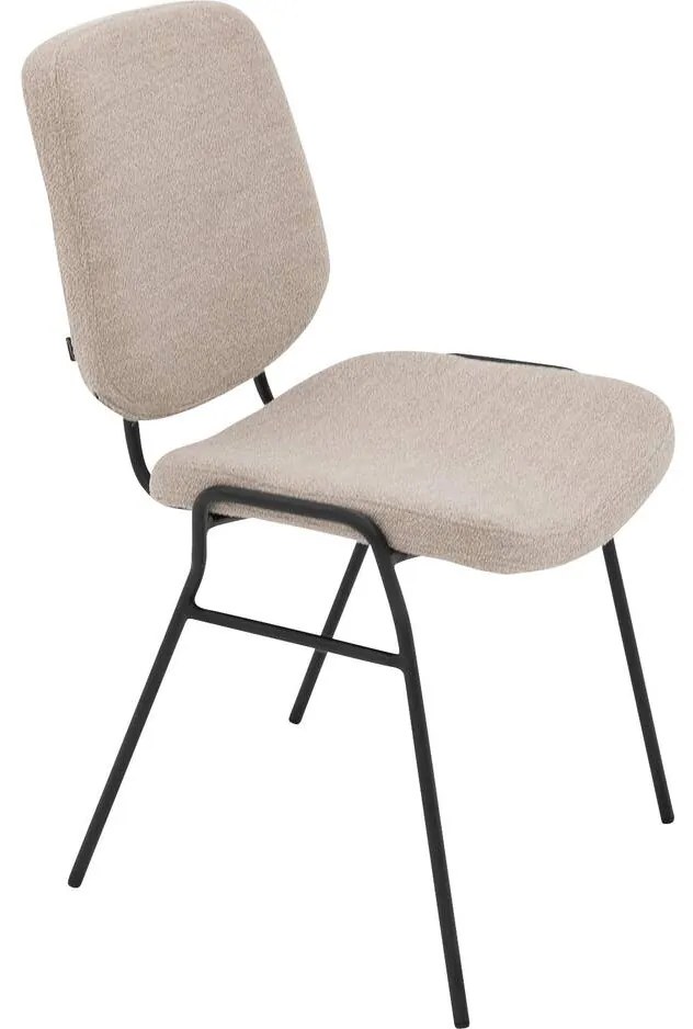 Goossens Eetkamerstoel Hjalmar beige stof leuning, modern design