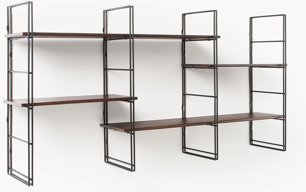 Metalen wandrek Tayo met mangohouten planken