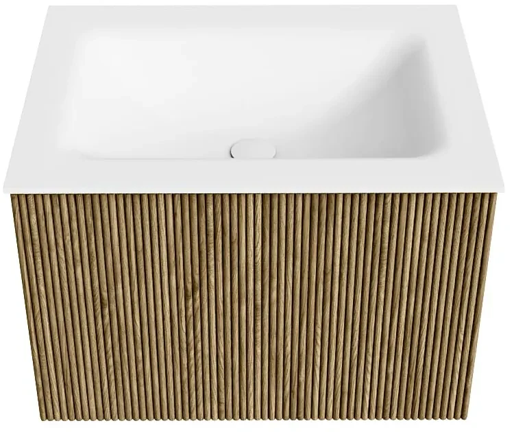 Mondiaz Kurve 60cm badmeubel dusk met 1 lade en wastafel cloud midden 1 kraangat