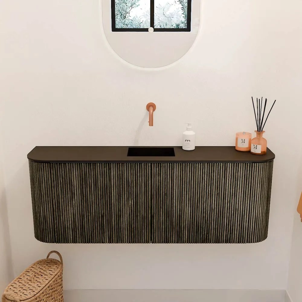 Mondiaz Joya 115cm toiletmeubel ronding links/rechts shadow met wastafel faye midden zonder kraangat urban