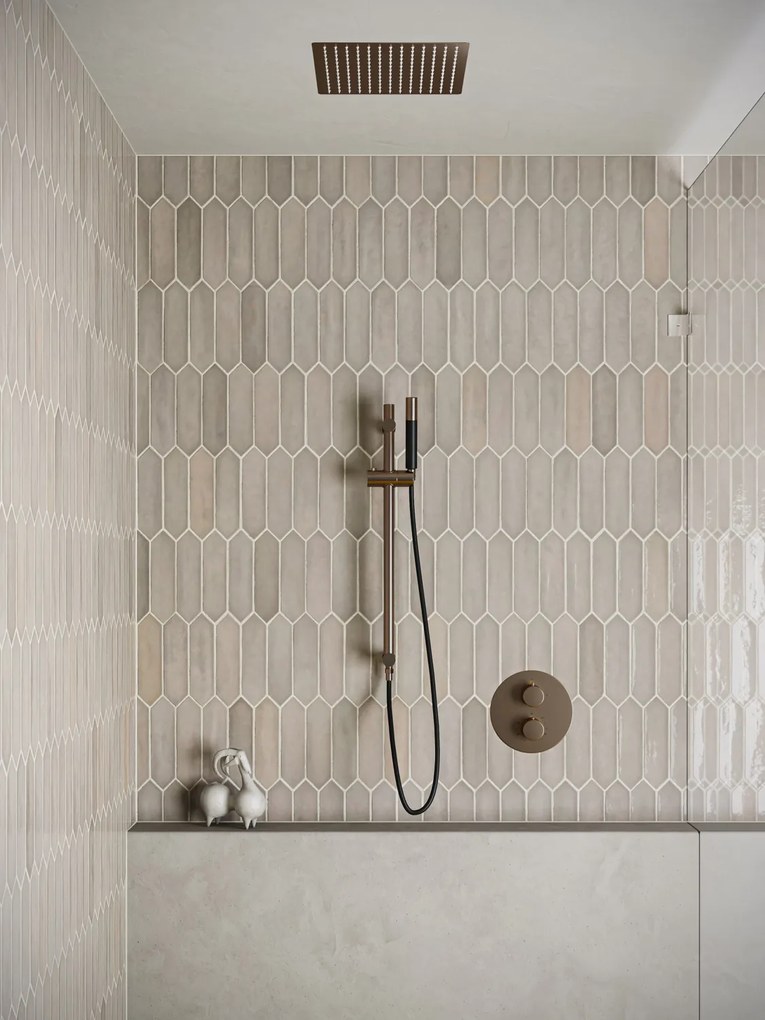 Saniclear Cube Pro inbouw regendouche rond met inbouw douchekop 30x30cm, glijstang en staafhanddouche verouderd messing
