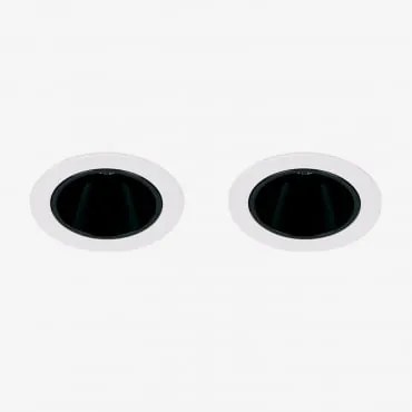Pack Van 2 Inbouw Led-downlights Met Ronde Frames Ø7 Cm In Aluminium Luisiana Warm Wit 2700k & Wit – Zwart & 6 W & 38º - Sklum