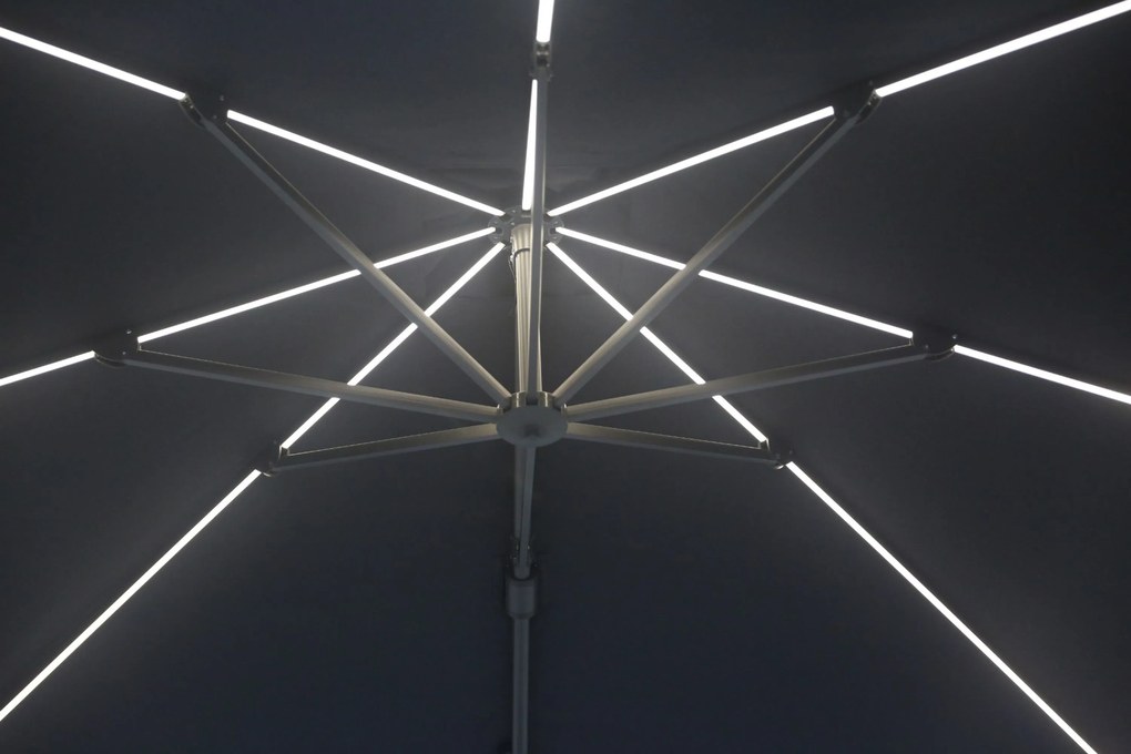 Zweefparasol 3x3m S2 Excellent (excl. voet) Grijs-antraciet Camello Luna LED