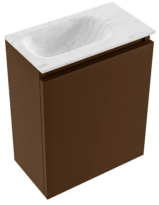 Mondiaz Ture DLux toiletmeubel 40cm rust met wastafel opalo links met kraangat