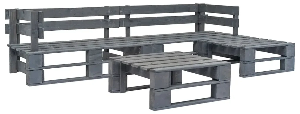 vidaXL 4-delige Loungeset pallet hout grijs