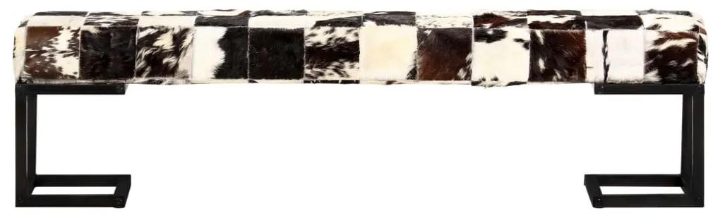 vidaXL Bankje patchwork 160 cm echt geitenleer zwart