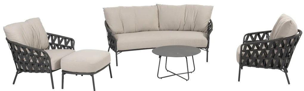 Albareto stoel bank organische loungeset 5 delig antraciet rope Taste 4SO