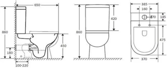 Differnz staand toilet randloos met softclose zitting mat zwart