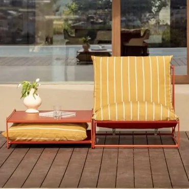 Amaro Tuinset Met Omvormbare Fauteuil En Bijzettafel Honing Geel - Rood – Klei - Sklum