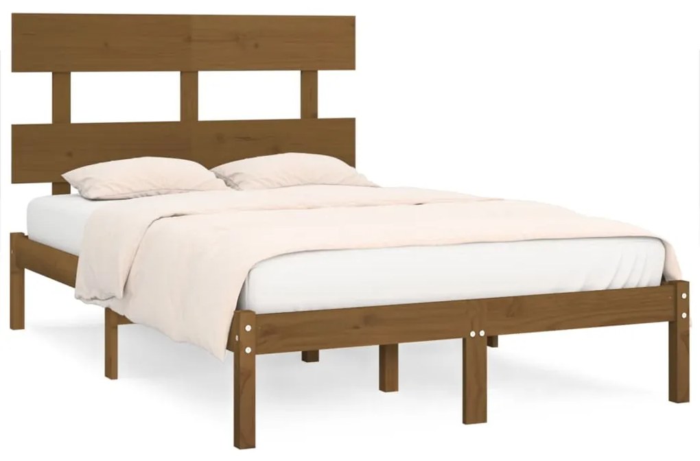 vidaXL Bedframe massief hout honingbruin 120x190 cm 4FT Small Double