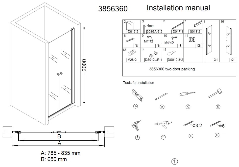 Best Design Erico pendeldeur 80x200cm anti-kalk