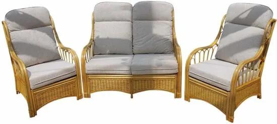 Sorrento Rieten serre meubels - set van 2 stoelen en een bank - Creme