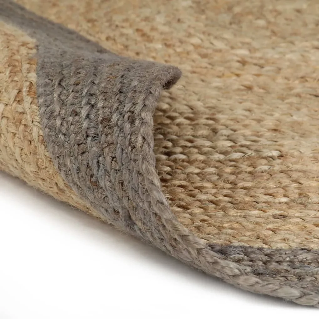 vidaXL Vloerkleed handgemaakt met grijze rand 240 cm jute