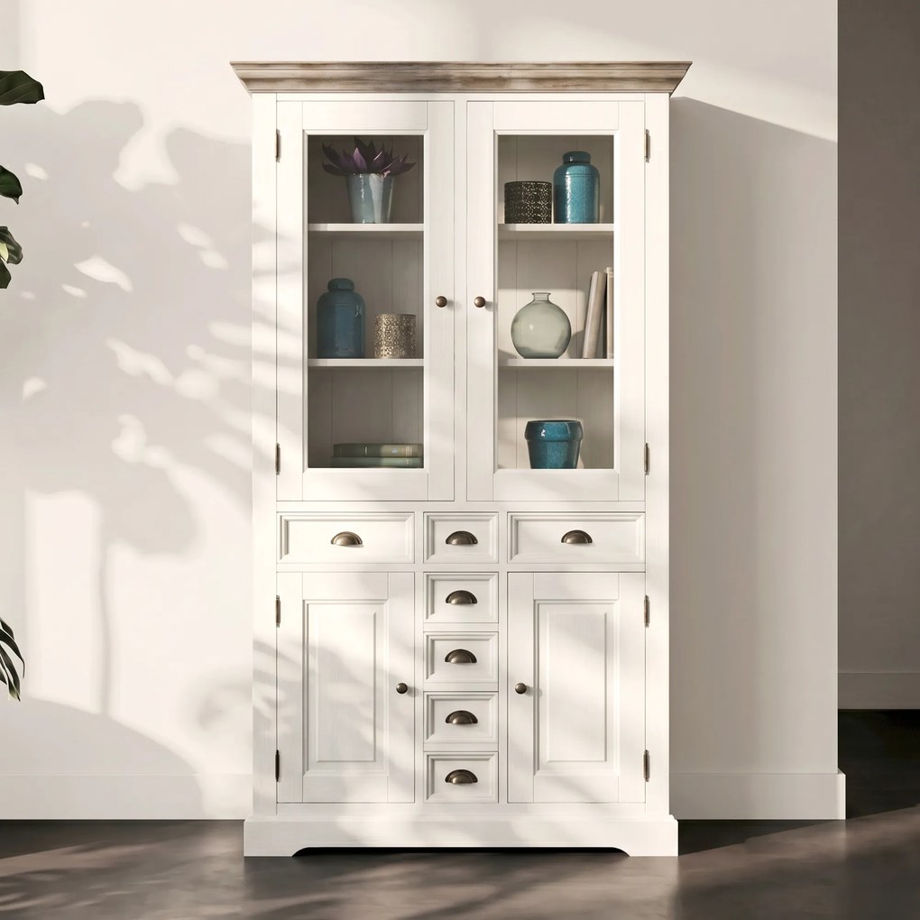 Tower Living Landelijke Vitrinekast Fleur - 115x40x195cm.