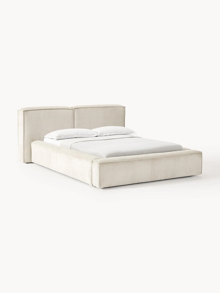Gestoffeerd corduroy bed Lennon met opbergruimte