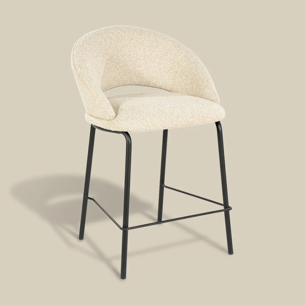 Barkruk Met Zwart Onderstel Beige