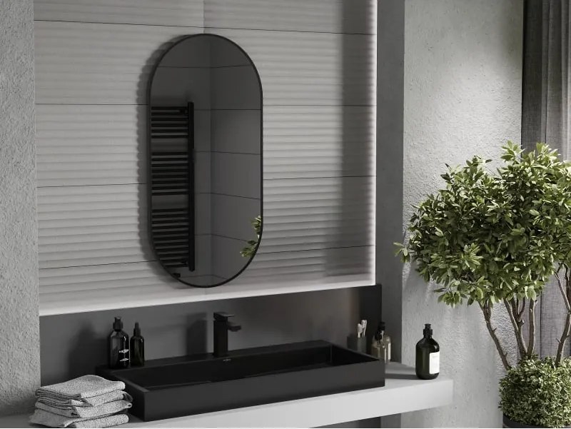 Mexen Loft ovale badkamer spiegel 100 x 50 cm, zwarte lijst - 9851-100-050-000-70