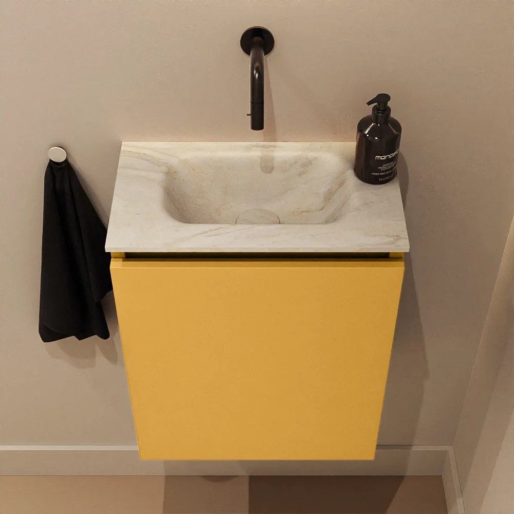 Mondiaz Ture DLux toiletmeubel 40cm ocher met wastafel ostra midden zonder kraangat